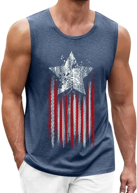 Men American Flag Tank Tops Independence Day Theme 3D Digital Print Sleeveless Tanks Top Bodybuilding Fitness Tshirts