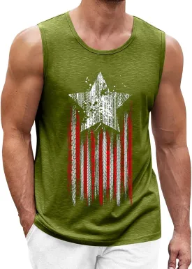 Men American Flag Tank Tops Independence Day Theme 3D Digital Print Sleeveless Tanks Top Bodybuilding Fitness Tshirts