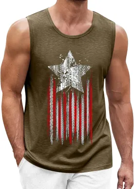 Men American Flag Tank Tops Independence Day Theme 3D Digital Print Sleeveless Tanks Top Bodybuilding Fitness Tshirts