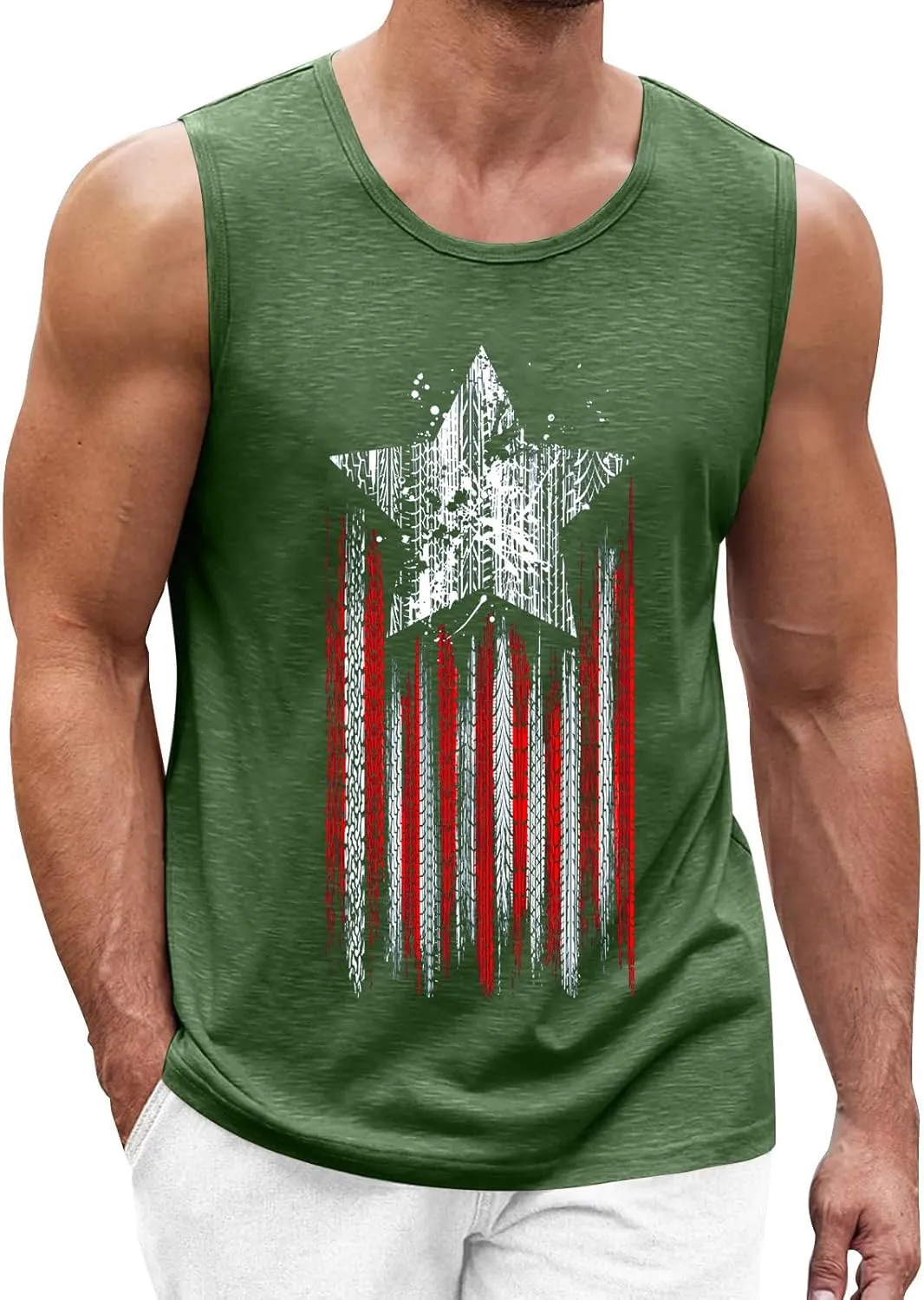 Men American Flag Tank Tops Independence Day Theme 3D Digital Print Sleeveless Tanks Top Bodybuilding Fitness Tshirts