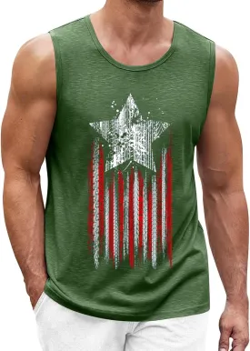 Men American Flag Tank Tops Independence Day Theme 3D Digital Print Sleeveless Tanks Top Bodybuilding Fitness Tshirts