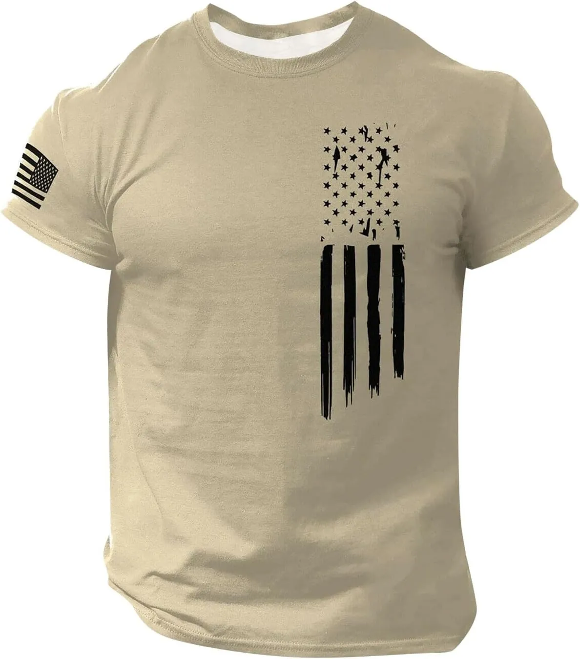Mens American Flag Graphic T-Shirts 4th of July Graphic Embroidered Fashion Gym Shirts