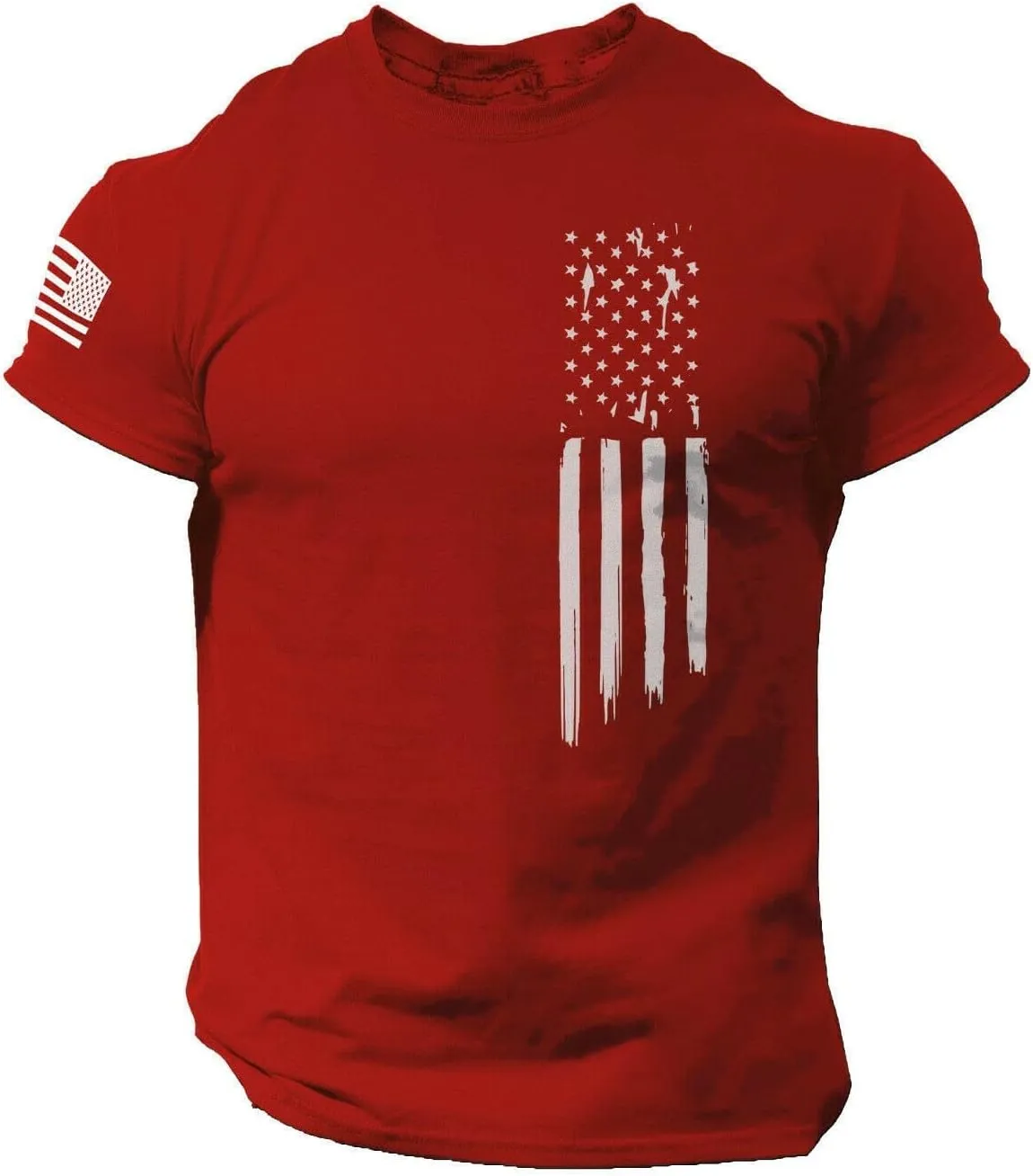 Mens American Flag Graphic T-Shirts 4th of July Graphic Embroidered Fashion Gym Shirts