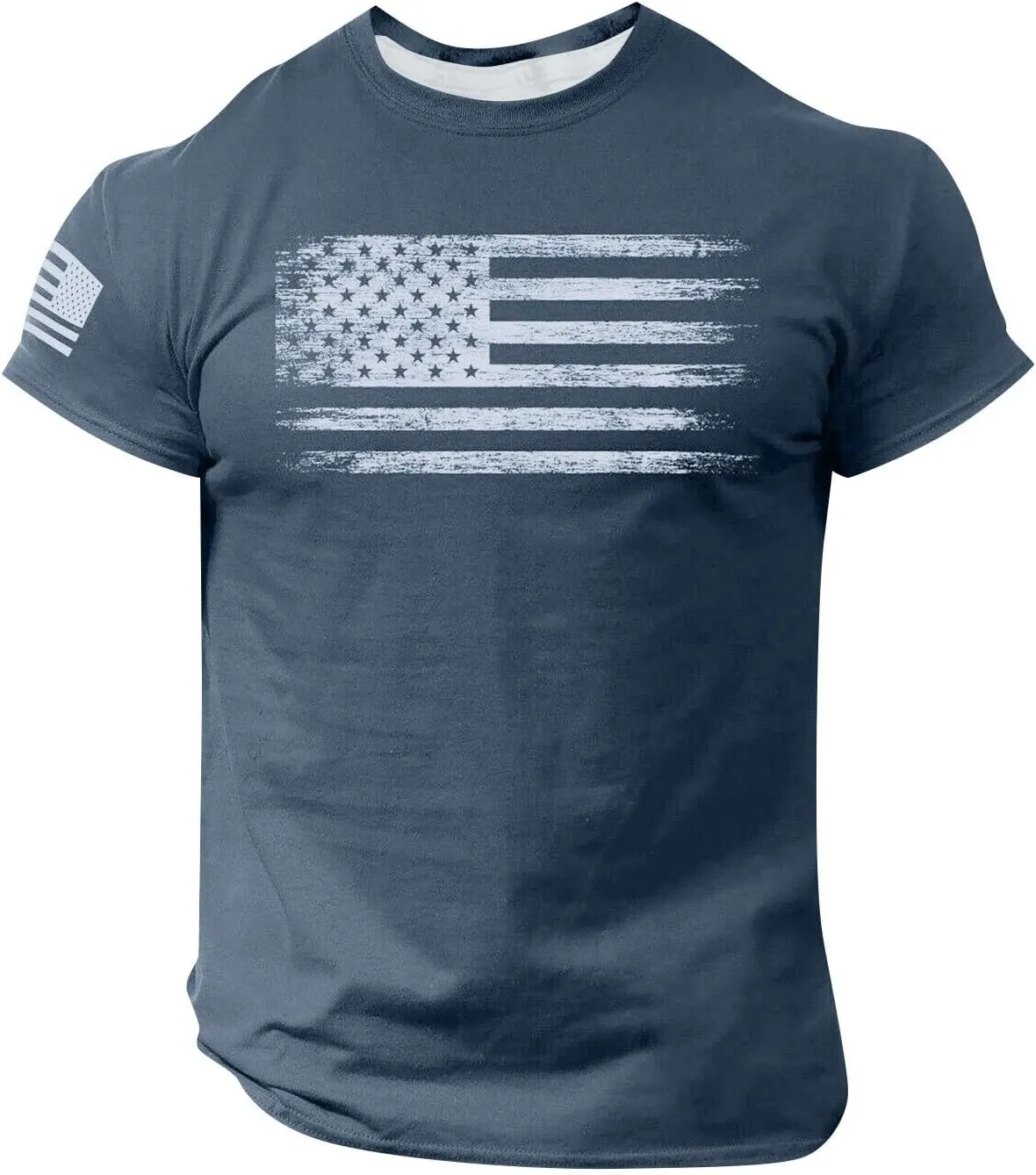 Mens American Flag Graphic T-Shirts 4th of July Graphic Embroidered Fashion Gym Shirts