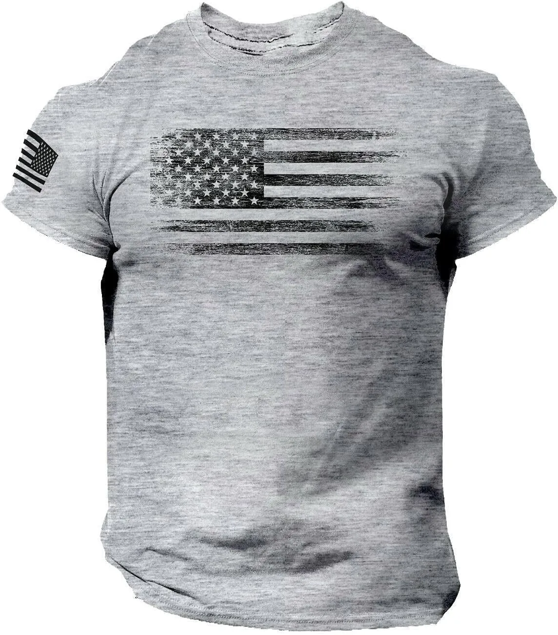 Mens American Flag Graphic T-Shirts 4th of July Graphic Embroidered Fashion Gym Shirts