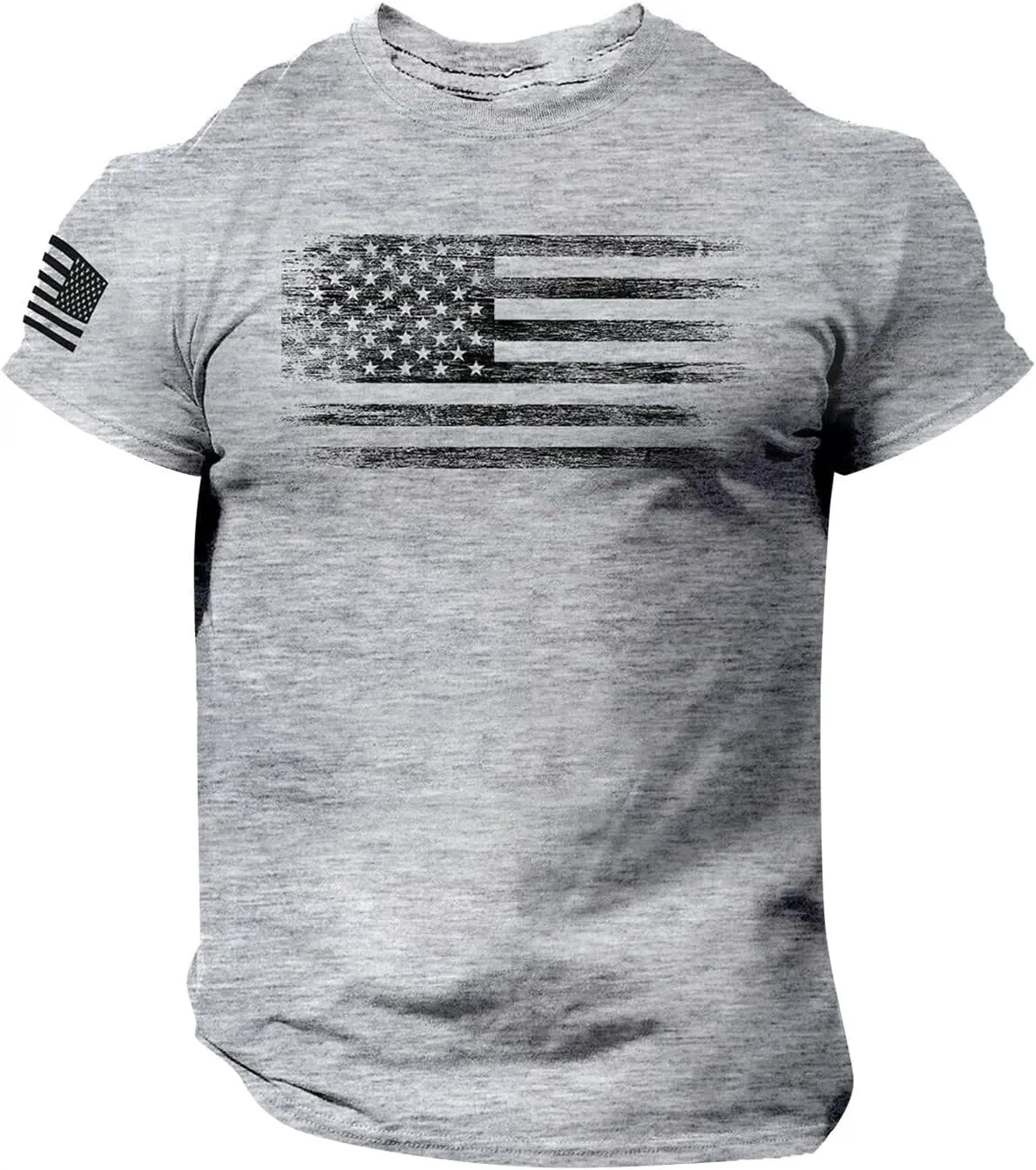 Mens American Flag Graphic T-Shirts 4th of July Graphic Embroidered Fashion Gym Shirts