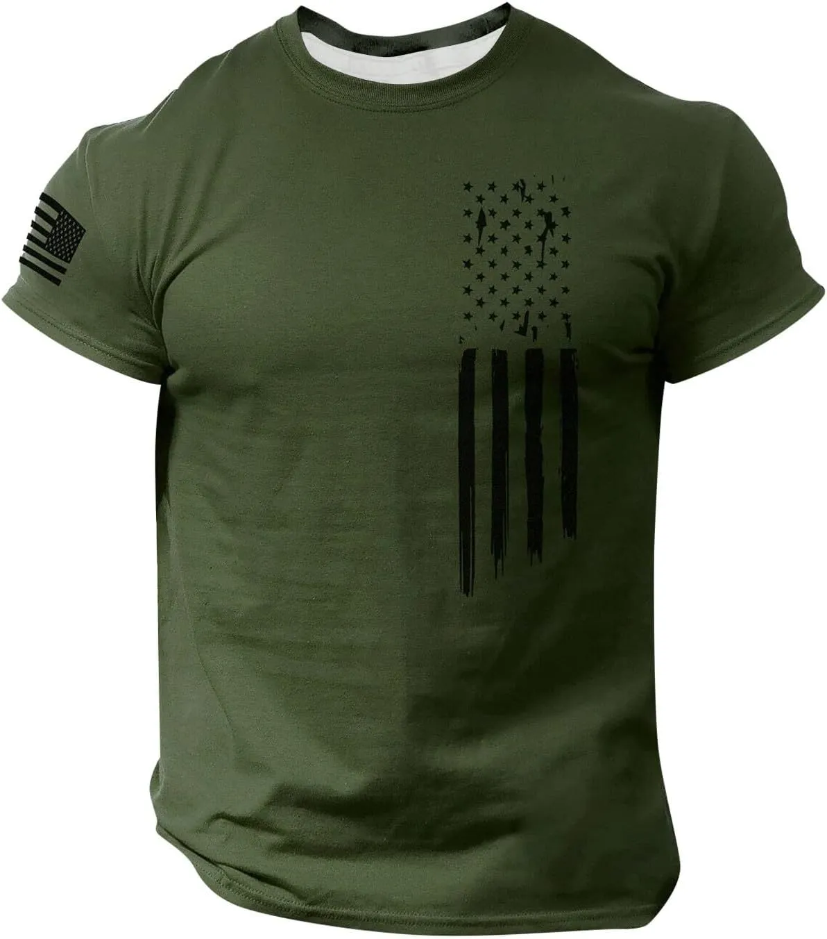 Mens American Flag Graphic T-Shirts 4th of July Graphic Embroidered Fashion Gym Shirts