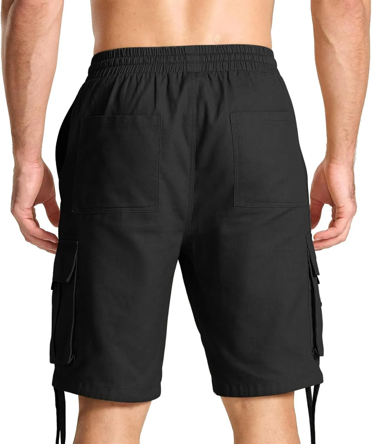 Men's Cargo Shorts Solid Color Casual Summer Bermuda Shorts Breathable Straight Leg Jogger Pants Outdoor Everyday Wear
