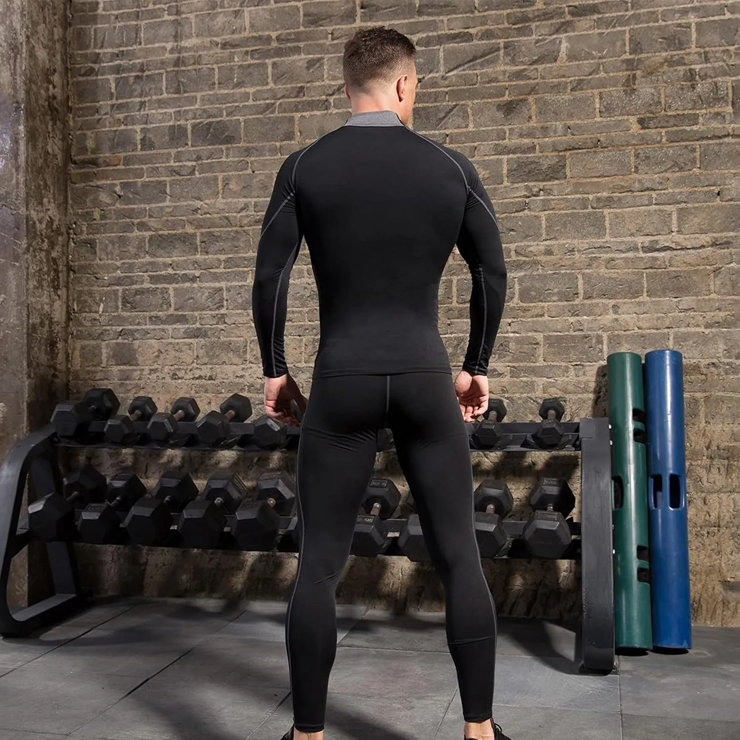 Mens Compression Shirts Long Sleeve Quick Dry for Workout Running Athletic Sport Base Layer Mens Compression Tops