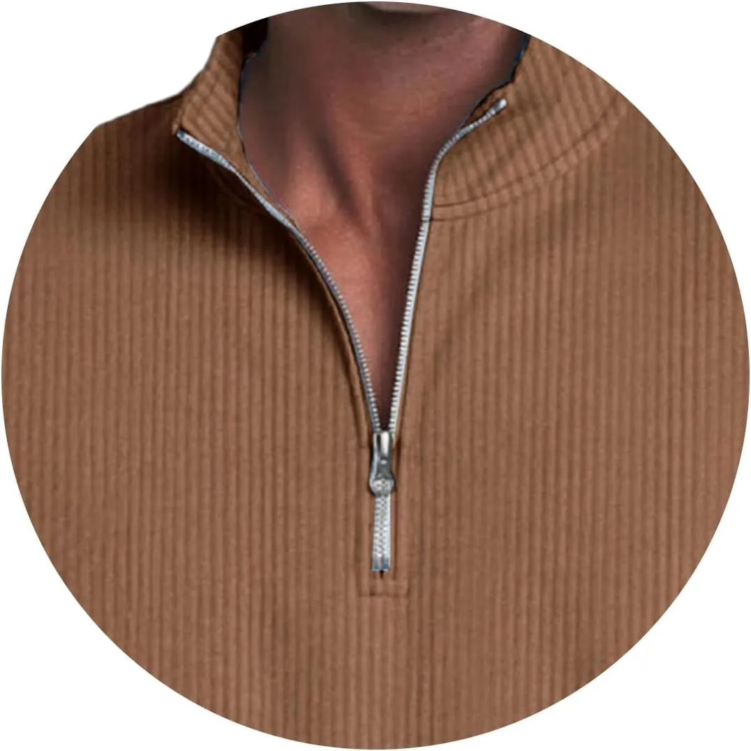 Men's Quarter Zip Polo Shirts 3D Digital Printing T Shirts Solid Color Lapel Short Sleeve Tops Summer Pullover Tops