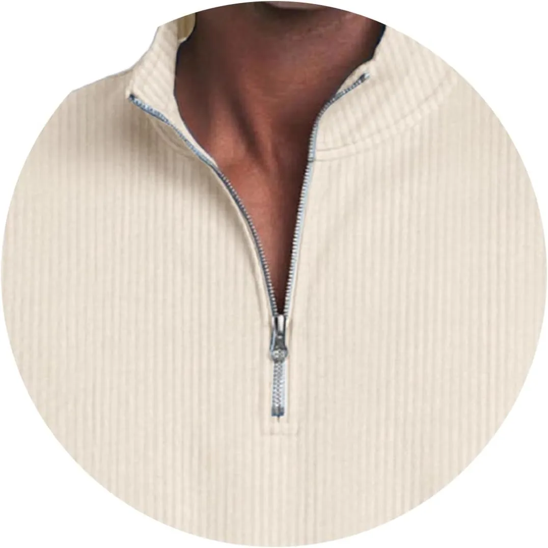 Men's Quarter Zip Polo Shirts 3D Digital Printing T Shirts Solid Color Lapel Short Sleeve Tops Summer Pullover Tops