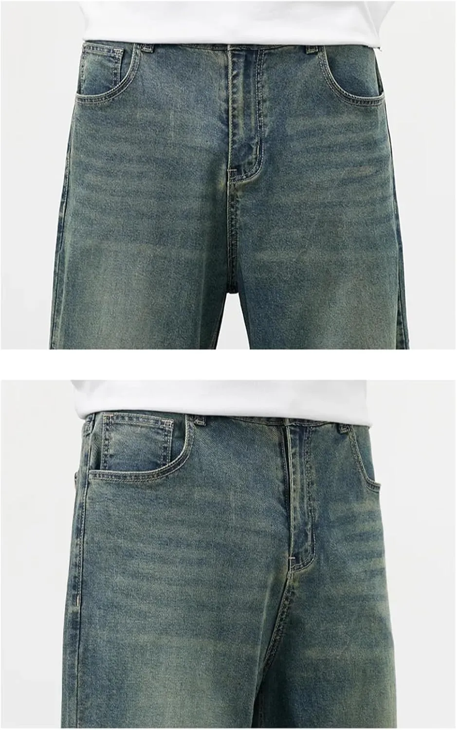 Men's Straight Vintage Jeans Soft Lyocell Trousers Personality Baggy Denim Pants