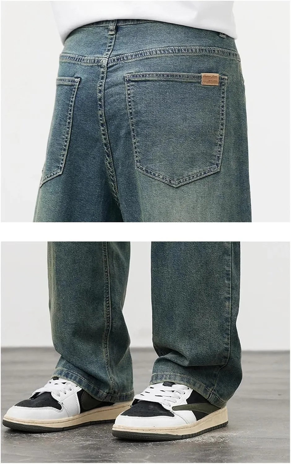 Men's Straight Vintage Jeans Soft Lyocell Trousers Personality Baggy Denim Pants