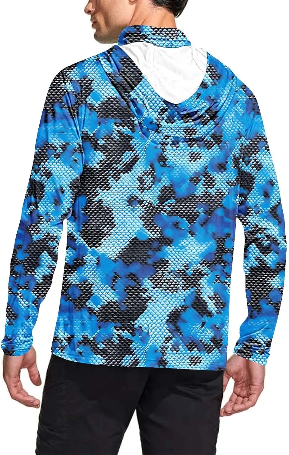 Mens UPF 50  Fishing Shirts Tops Long Sleeve UV Sun Protection Rash Guard Lightweight Sun Hoodie with Face Mask