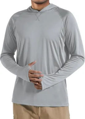 Men's UPF 50  Sun Protection Hoodie Fishing Shirts Long Sleeve Rash Guard SPF UV Shirt with Thumbhole