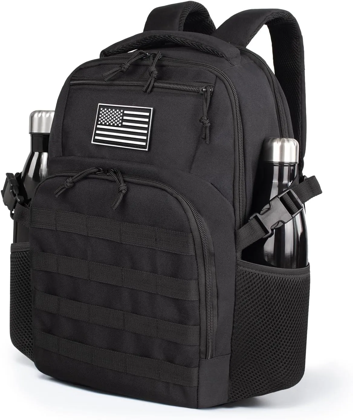 Military Tactical Backpack for Travel Hiking,Black Backpack for Men with Bottle Holder, 30L Small Laptop Backpack for Work, Men's Assault Bag Back Pack