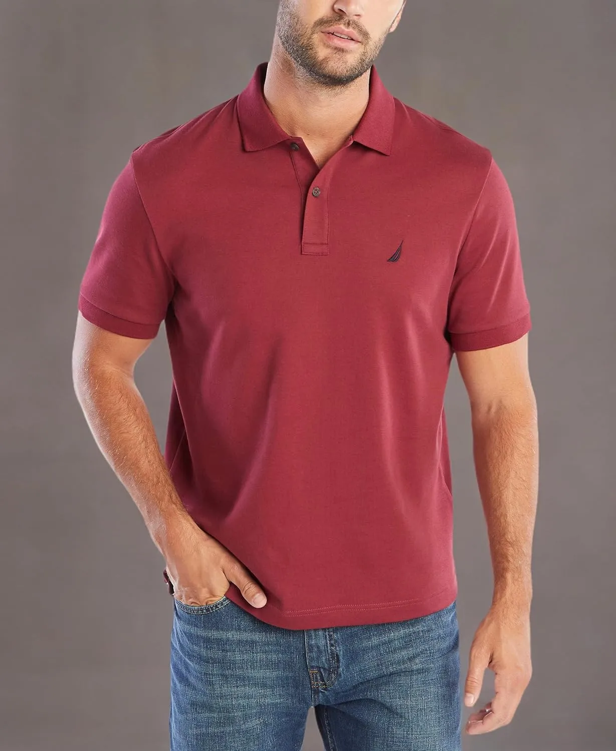 Nautica Men's Classic Fit Short Sleeve Solid Soft Cotton Polo Shirt