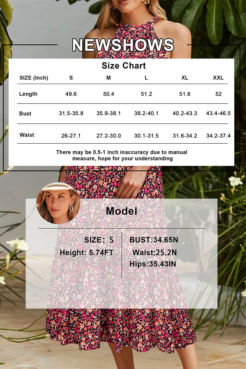 Newshows Womens 2025 Summer Vacation Outfits Halter Neck Floral Tiered Ruffled Flowy Casual Beach Boho Long Maxi Dress