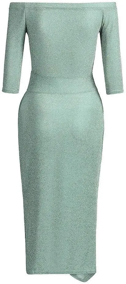 Off Shoulder Cocktail Dresses with Slit Women 2025 Sexy Elegant Formal Bodycon Ruched Long Dress Party Club Wear
