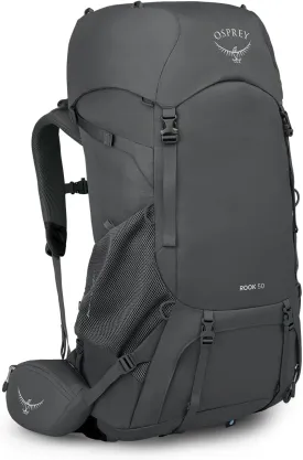 Osprey Rook 50L Men's Backpacking Backpack, Dark Charcoal/Silver Lining