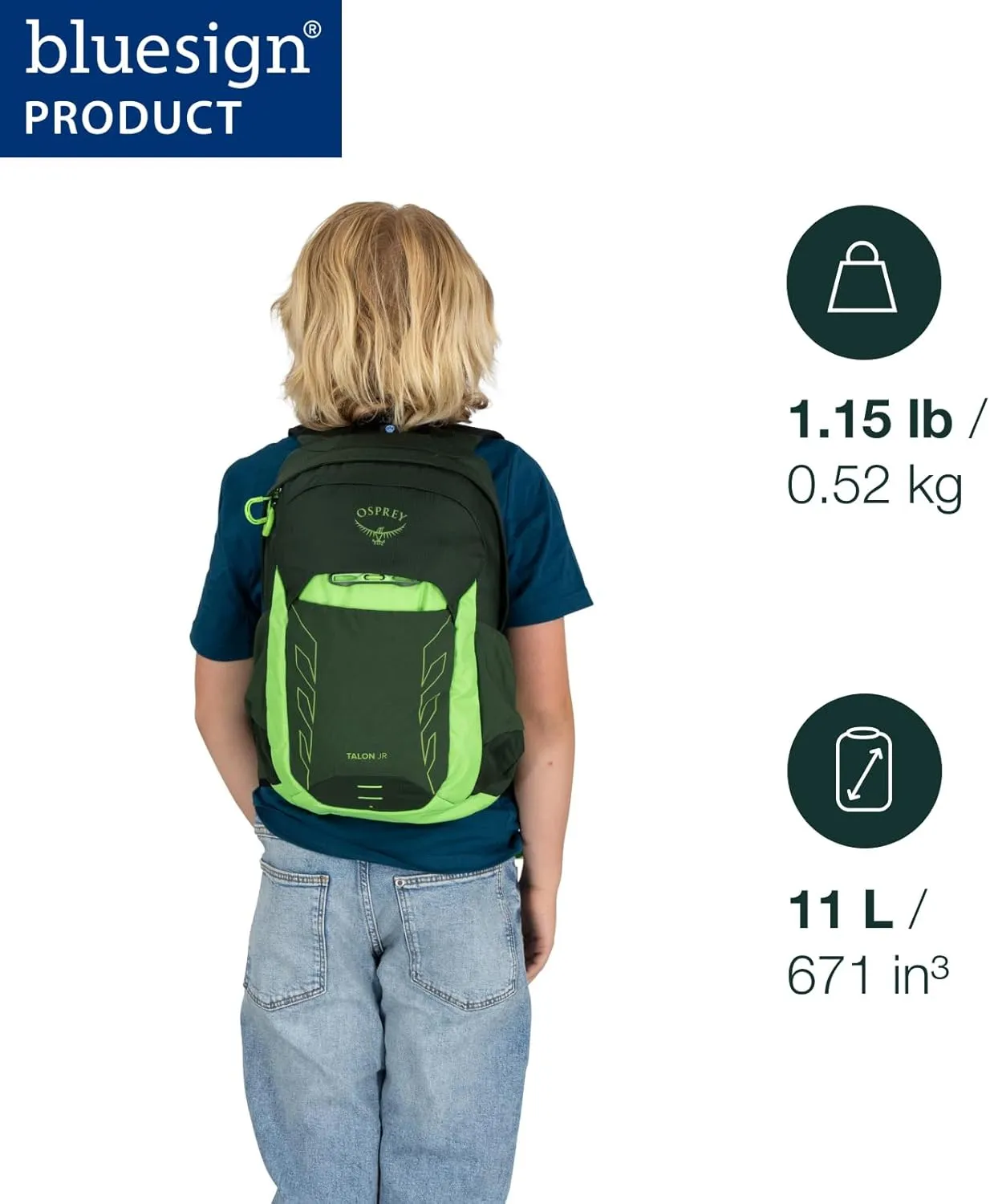 Osprey Talon Jr Boy's Lightweight Hiking Backpack, Scoria Blue