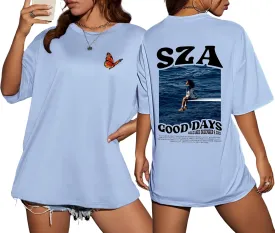 Oversize T-Shirts Album  Singer S-Z-A Short Sleeve Cotton T-Shirt ood Days Graphic T-Shirt for Womens & Mens Unisex
