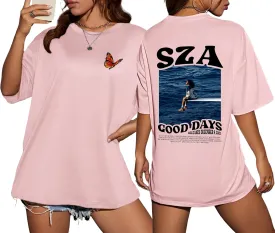 Oversize T-Shirts Album  Singer S-Z-A Short Sleeve Cotton T-Shirt ood Days Graphic T-Shirt for Womens & Mens Unisex