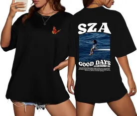 Oversize T-Shirts Album  Singer S-Z-A Short Sleeve Cotton T-Shirt ood Days Graphic T-Shirt for Womens & Mens Unisex