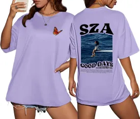 Oversize T-Shirts Album  Singer S-Z-A Short Sleeve Cotton T-Shirt ood Days Graphic T-Shirt for Womens & Mens Unisex