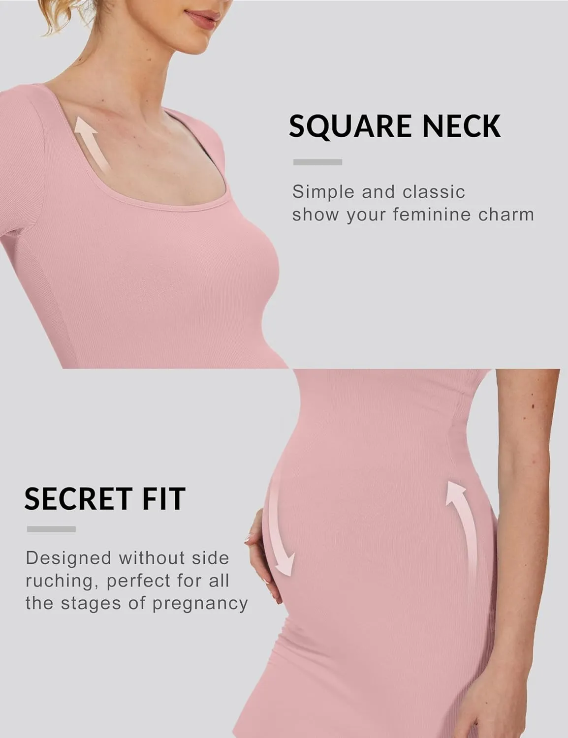 Peauty Women's Ribbed Maxi Dress Body-Hugging Fit Maternity Dress Before During After Pregnancy