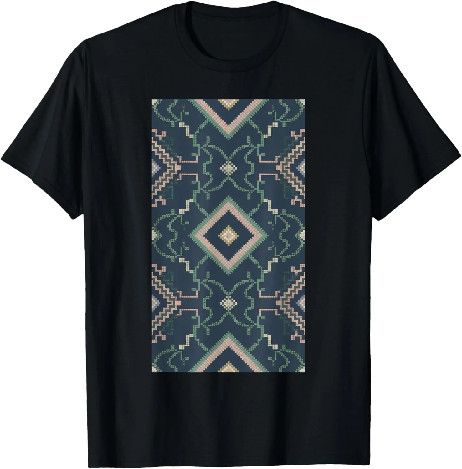 Pixel Ornamental Geometric Pattern T-Shirt