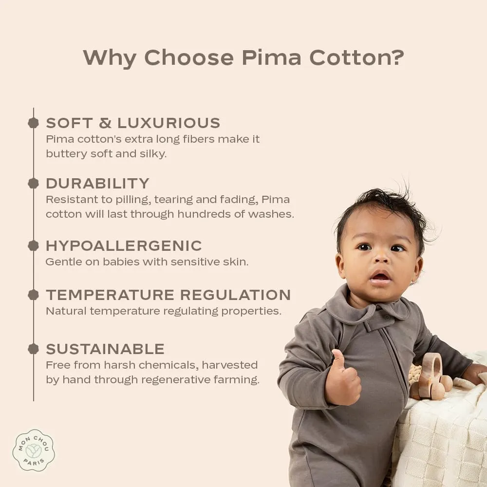 Premium Long Sleeve Bodysuit - Buttery Soft 100% Pima Cotton Baby Bodysuit with Collar - Organic Cotton Baby Clothes