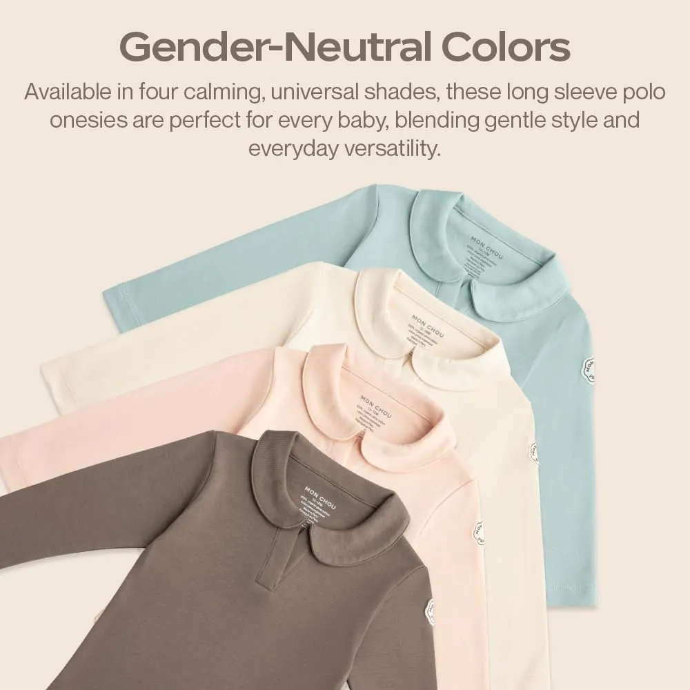 Premium Long Sleeve Bodysuit - Buttery Soft 100% Pima Cotton Baby Bodysuit with Collar - Organic Cotton Baby Clothes