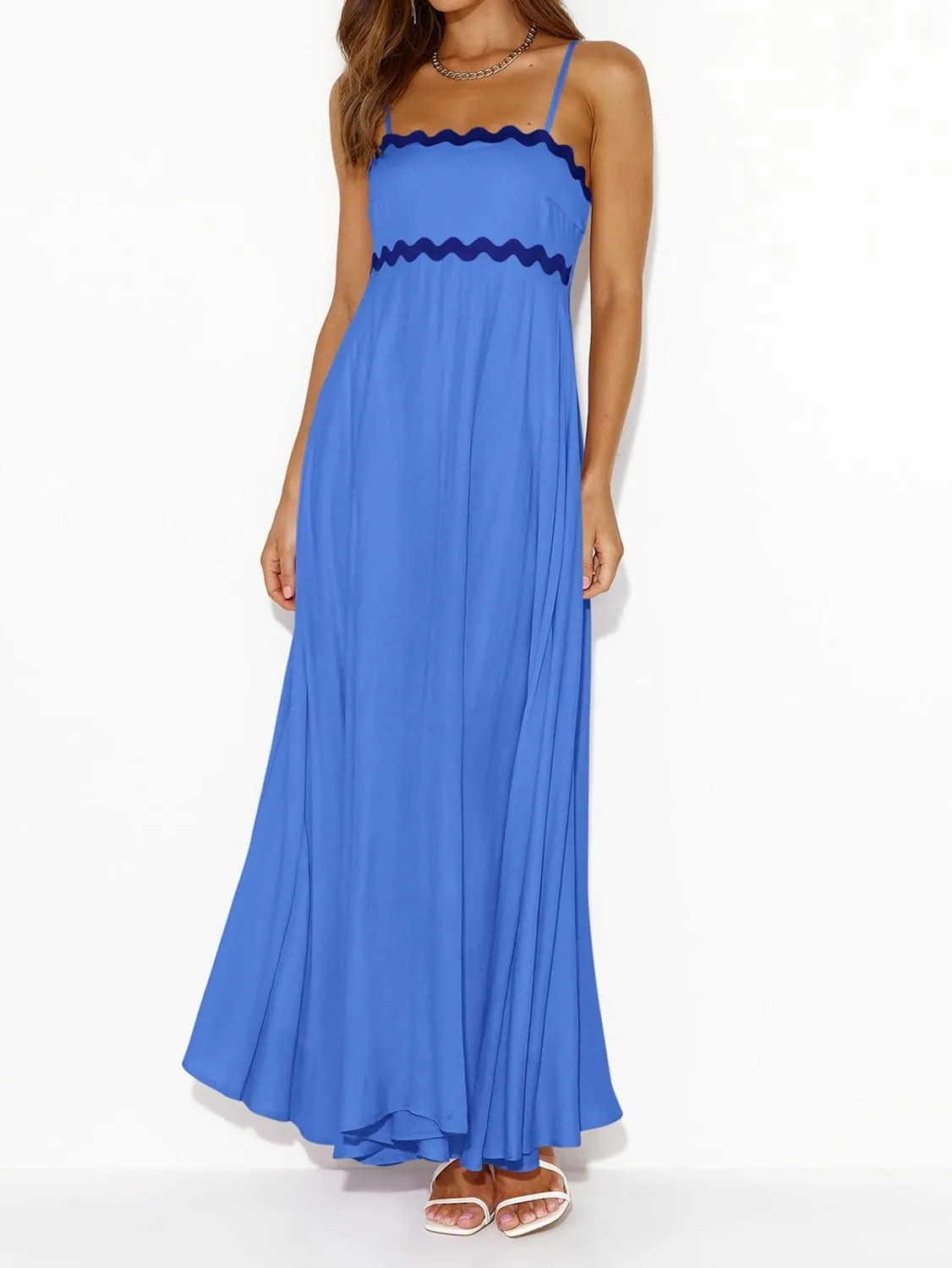 PRETTYGARDEN Womens Spaghetti Strap Maxi Dresses 2025 Summer Casual Sleeveless Smocked Boho A Line Long Flowy Beach Sundress