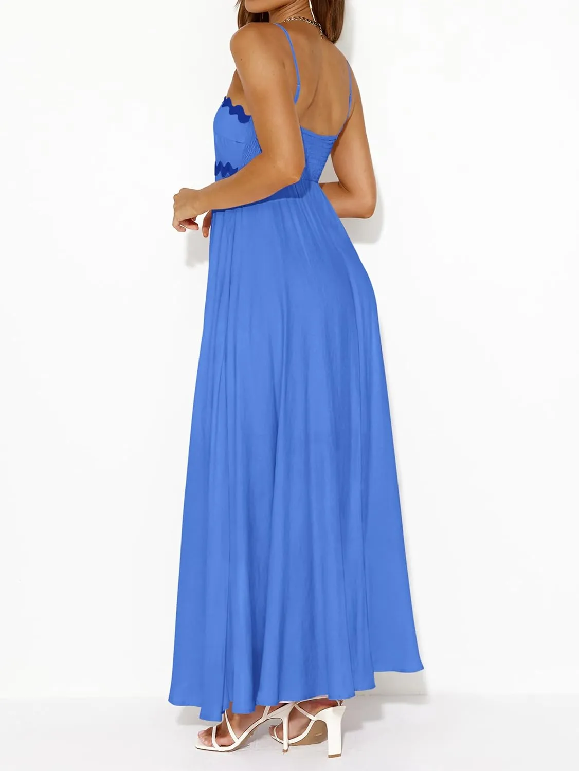 PRETTYGARDEN Womens Spaghetti Strap Maxi Dresses 2025 Summer Casual Sleeveless Smocked Boho A Line Long Flowy Beach Sundress