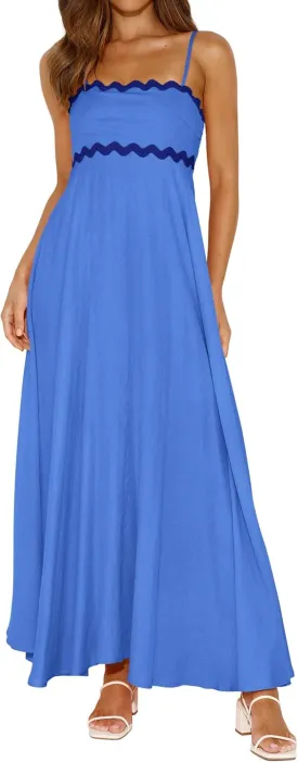 PRETTYGARDEN Womens Spaghetti Strap Maxi Dresses 2025 Summer Casual Sleeveless Smocked Boho A Line Long Flowy Beach Sundress
