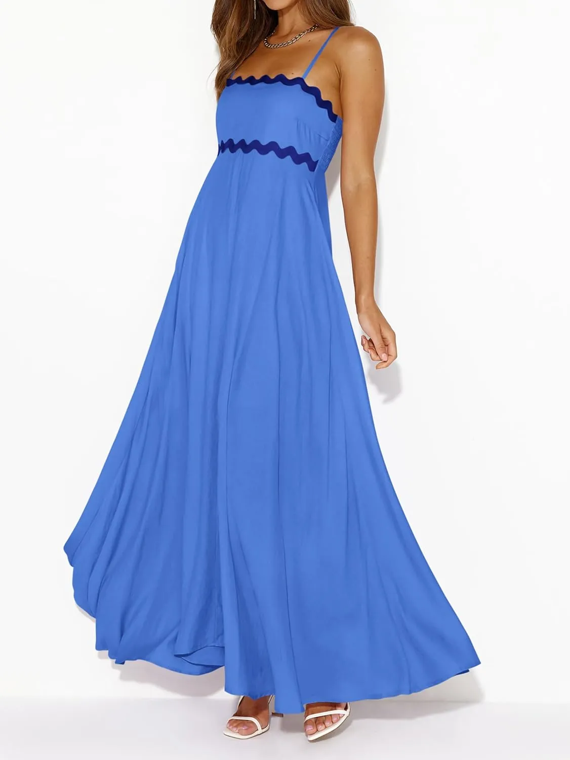 PRETTYGARDEN Womens Spaghetti Strap Maxi Dresses 2025 Summer Casual Sleeveless Smocked Boho A Line Long Flowy Beach Sundress