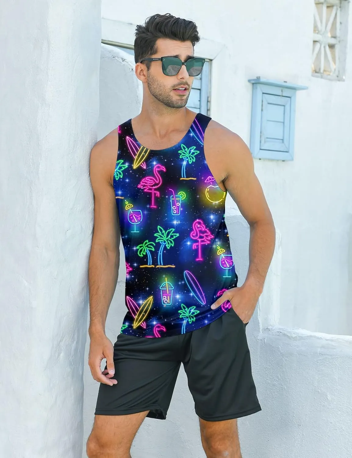 RAISEVERN Mens Funny Tank Tops 3D Graphic Sleeveless Summer Sports Gym Workout T-Shirt