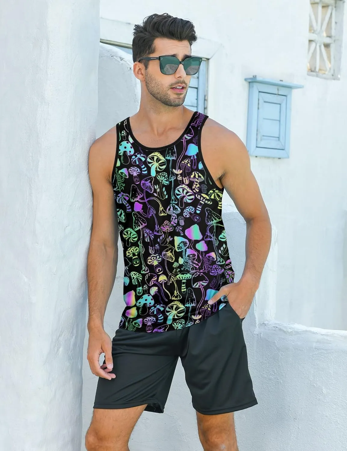 RAISEVERN Mens Funny Tank Tops 3D Graphic Sleeveless Summer Sports Gym Workout T-Shirt