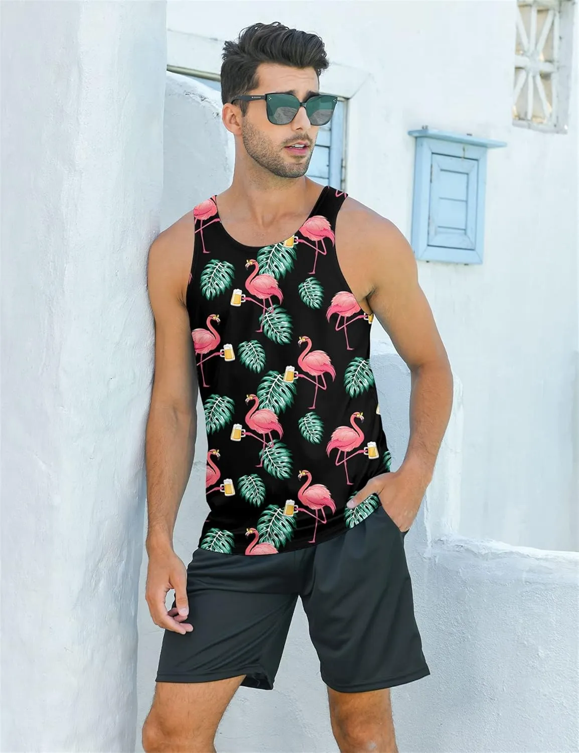RAISEVERN Mens Funny Tank Tops 3D Graphic Sleeveless Summer Sports Gym Workout T-Shirt