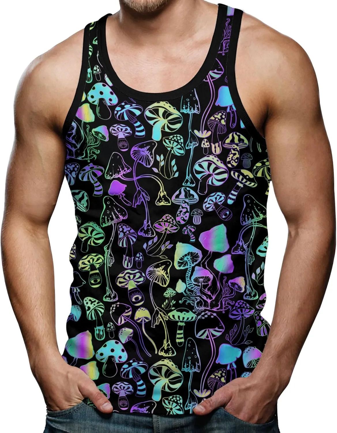 RAISEVERN Mens Funny Tank Tops 3D Graphic Sleeveless Summer Sports Gym Workout T-Shirt