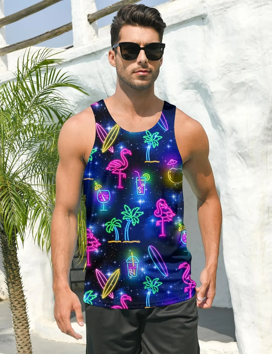 RAISEVERN Mens Funny Tank Tops 3D Graphic Sleeveless Summer Sports Gym Workout T-Shirt