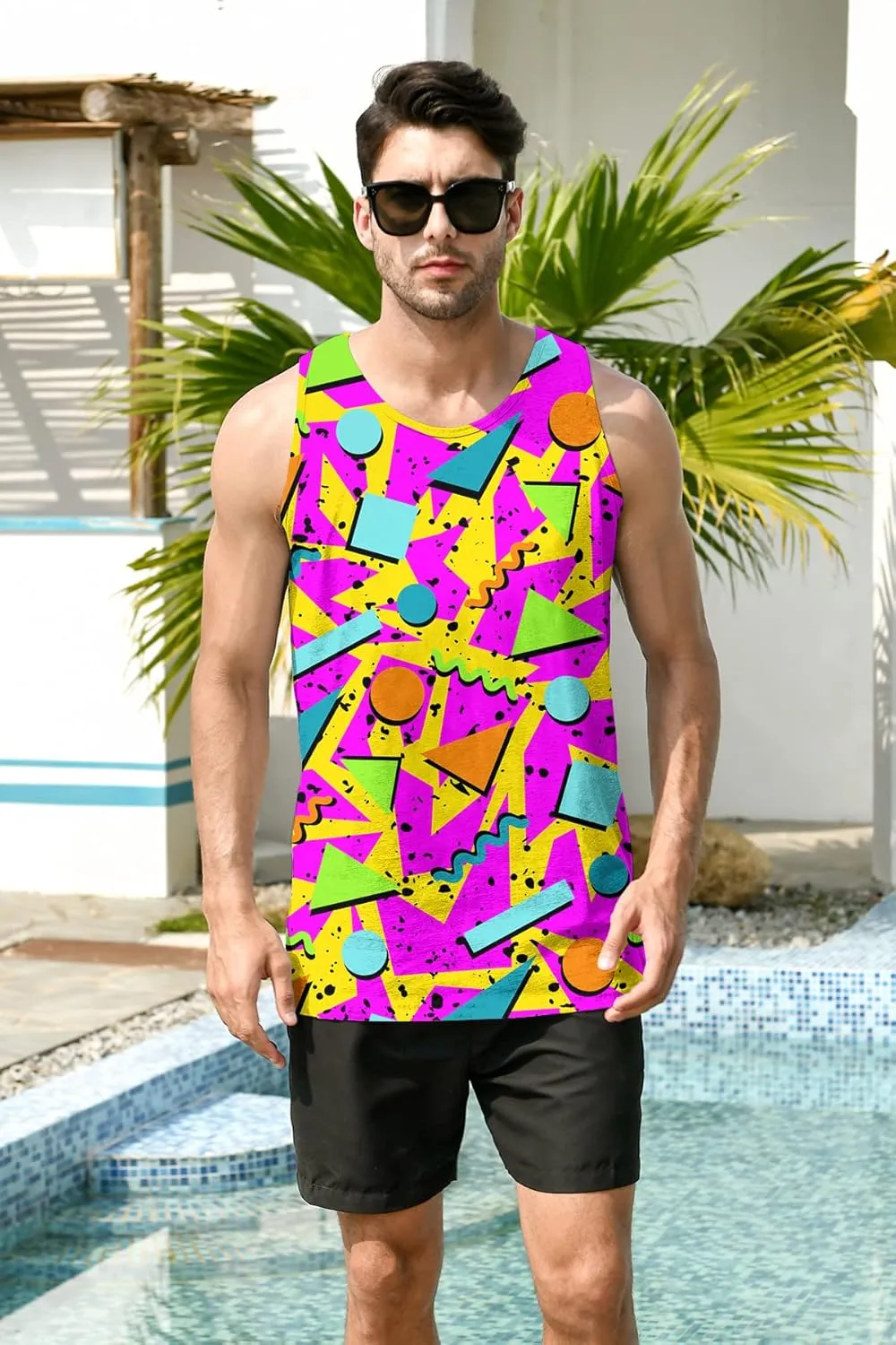RAISEVERN Mens Funny Tank Tops 3D Graphic Sleeveless Summer Sports Gym Workout T-Shirt