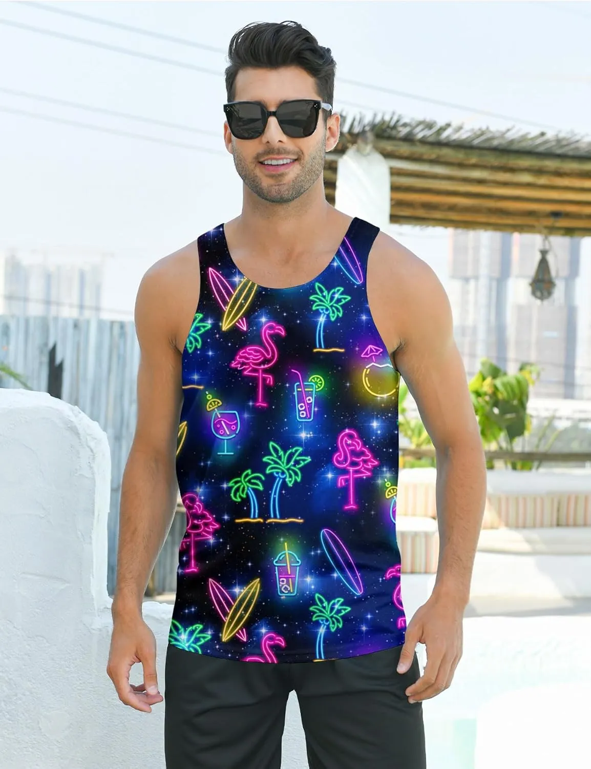 RAISEVERN Mens Funny Tank Tops 3D Graphic Sleeveless Summer Sports Gym Workout T-Shirt