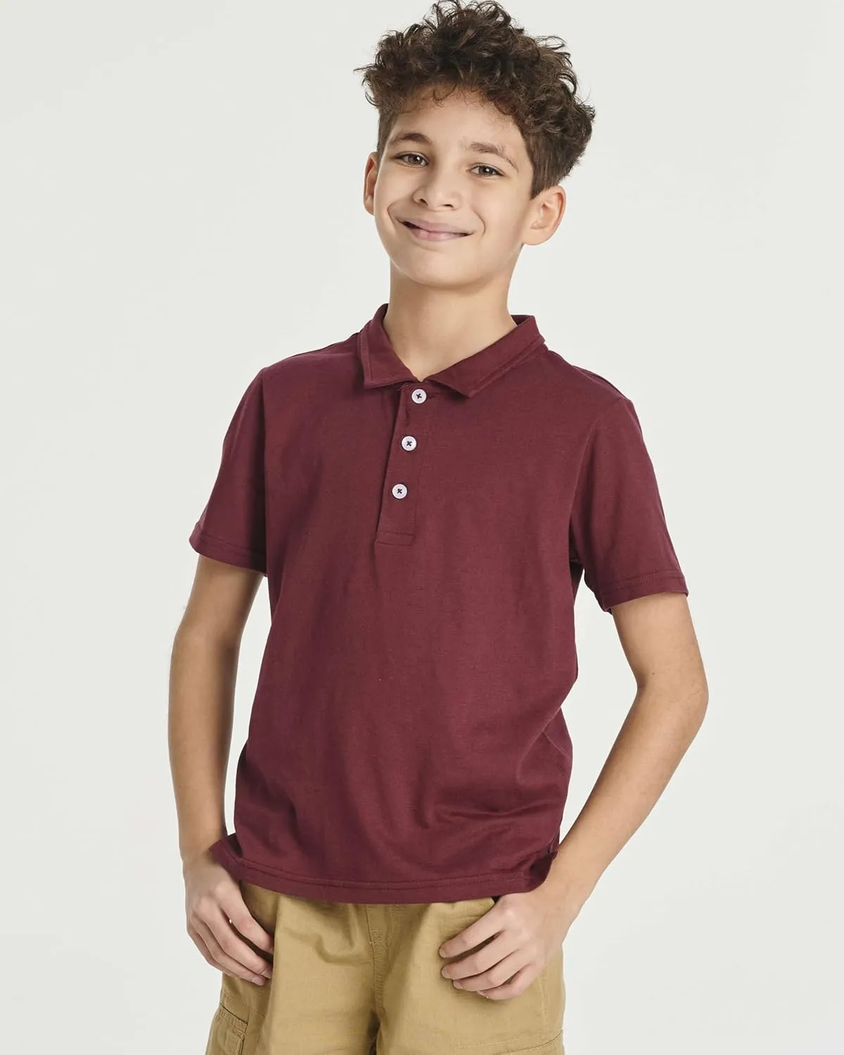 Real Essentials 3 Pack: Boys' Short Sleeve Jersey Cotton Polo Shirt - Uniform Youth Dress Shirt (Ages 4-18)