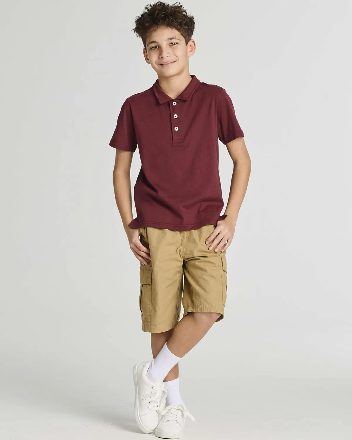 Real Essentials 3 Pack: Boys' Short Sleeve Jersey Cotton Polo Shirt - Uniform Youth Dress Shirt (Ages 4-18)