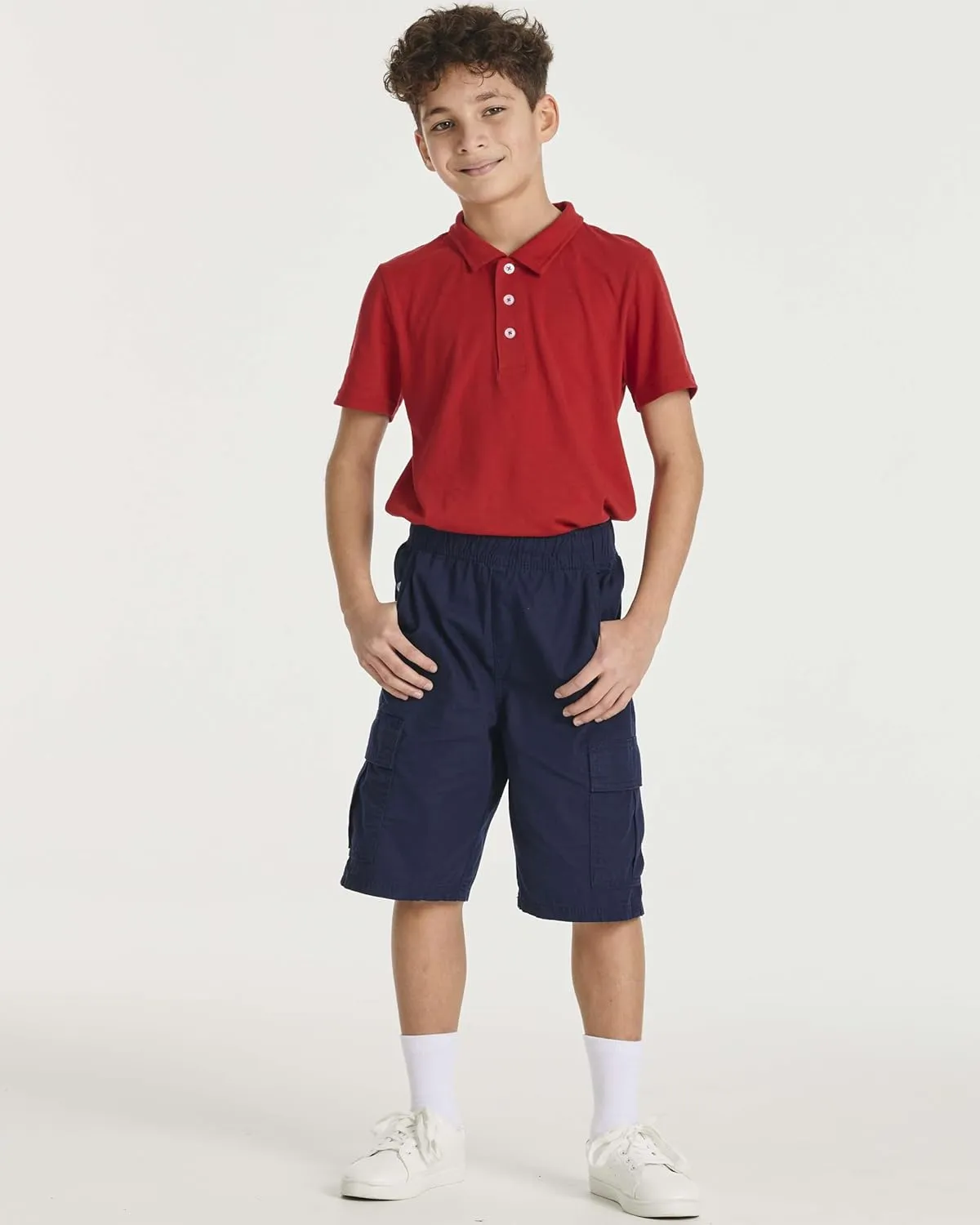 Real Essentials 3 Pack: Boys' Short Sleeve Jersey Cotton Polo Shirt - Uniform Youth Dress Shirt (Ages 4-18)