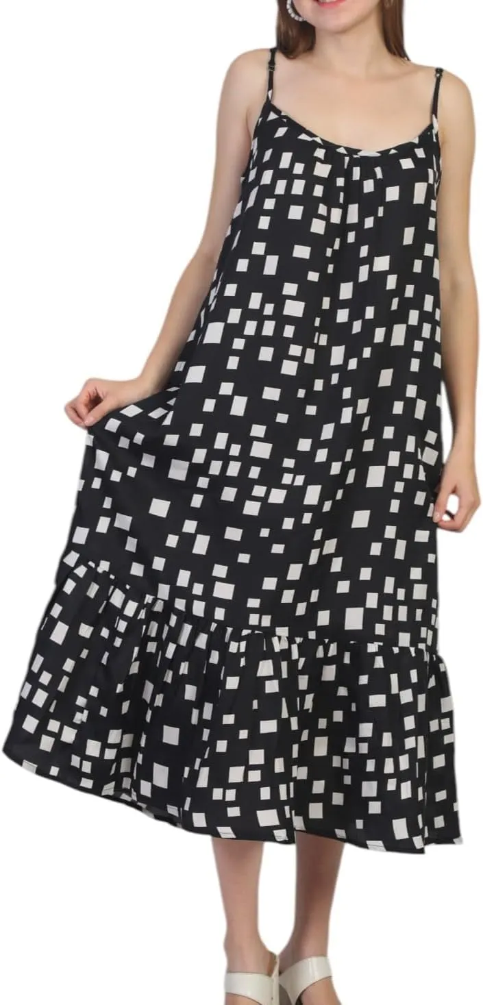 SheKaf Women Summer Casual Loose Sleeveless Spaghetti Strap Beach Maxi Long Dress with Pockets