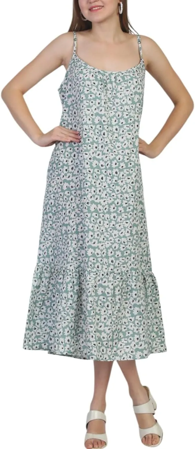 SheKaf Women Summer Casual Loose Sleeveless Spaghetti Strap Beach Maxi Long Dress with Pockets