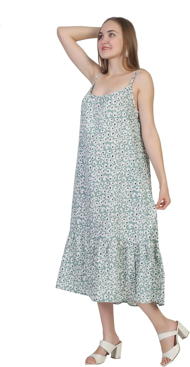 SheKaf Women Summer Casual Loose Sleeveless Spaghetti Strap Beach Maxi Long Dress with Pockets